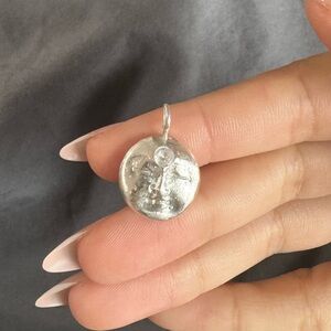 handmade solid .999 fine silver moon pendant